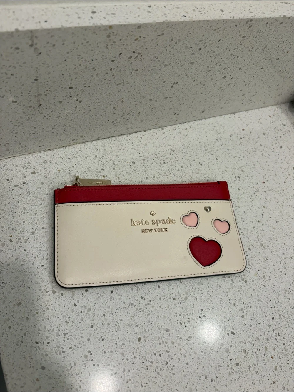Kate Spade Women’s Wallet Sweet Heart Wallet Cardholder Pink Red Hearts EUC